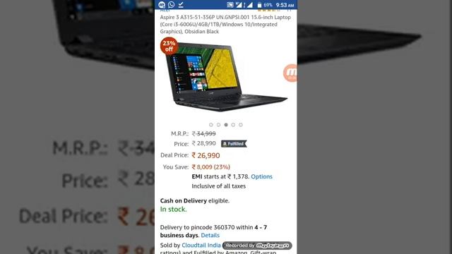Acer Aspire 3 A315-51-356P 15.6-inch Laptop (Core i3-6006U/4GB/1TB/Windows 10/Integrated Graphics) смотреть онлайн