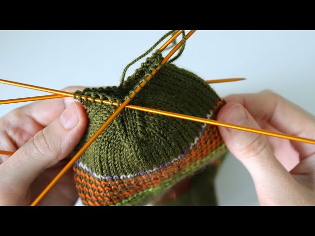 Как делать убавки при вязании носка смотреть онлайн