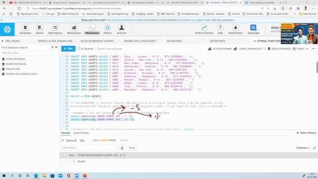 LECTURE 11 | STRING FUNCTIONS | PART 1 | SQL | SNOWFLAKE | LIVE STREAM | 11 PM | DATA ANALYTICS | смотреть онлайн