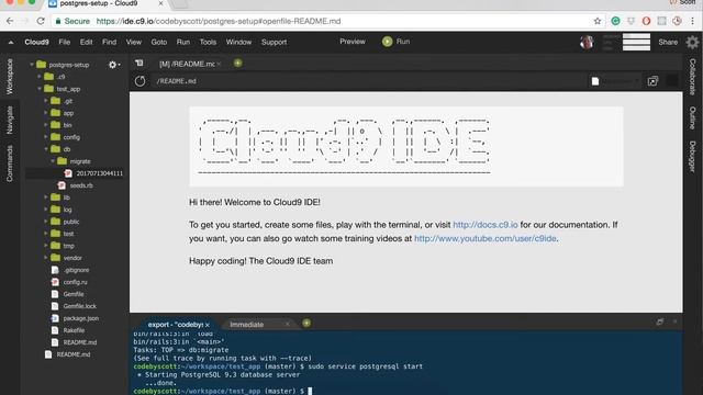 Setup a Rails 5 App on Cloud9 with the Postgresql Database смотреть онлайн