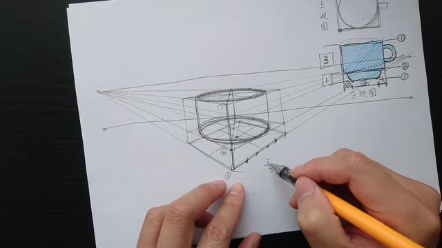 2 Point Perspective Sketch - Coffee Cup / 表現技法-兩點透視-咖啡杯 смотреть онлайн