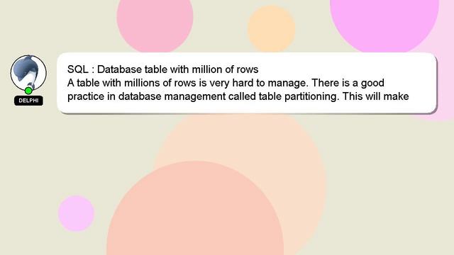 SQL : Database table with million of rows смотреть онлайн
