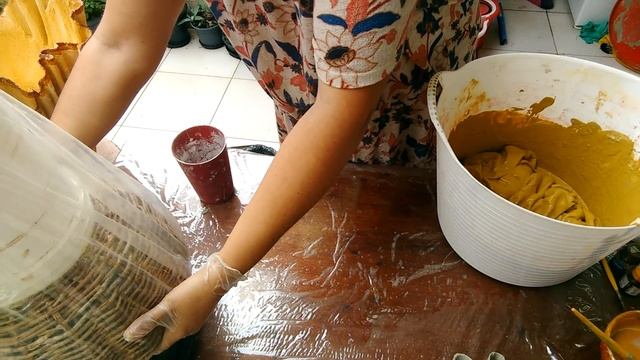 VASO DE TECIDO E CIMENTO SIMPLES DE FAZER