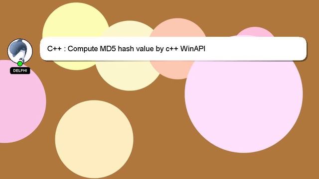 C++ : Compute MD5 hash value by c++ WinAPI смотреть онлайн