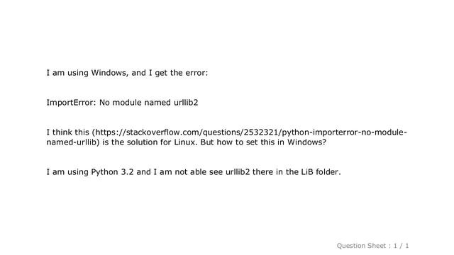 Windows : Python 3.2 Unable to import urllib2 (ImportError: No module named urllib2) смотреть онлайн