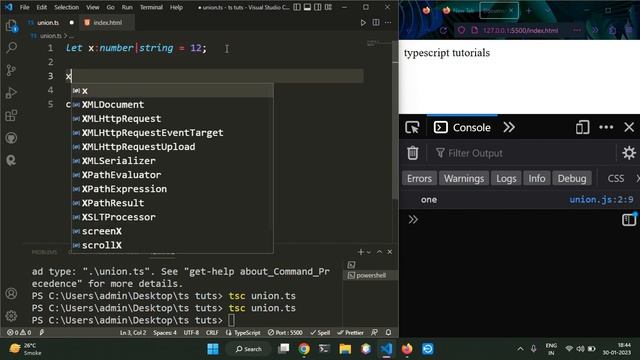 union type in TypeScript смотреть онлайн