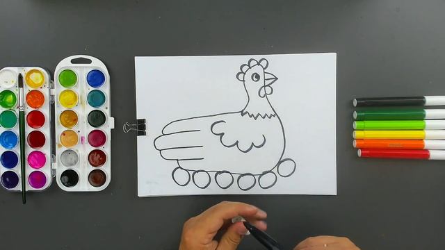 Рисуем курочку из ручки - уроки рисования для детей смотреть онлайн