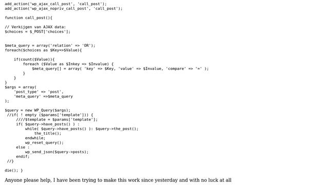 Wordpress: Wordpress ajax filter returning all posts when it should be filtering by category смотреть онлайн