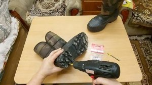 Самоделка которую взяли на заметку многие рыбаки. Самодельные шипы из клёпок на подошву сапог