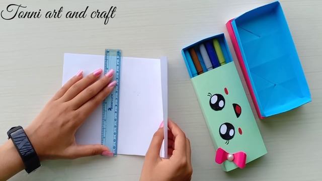 How to make a paper pencil box | DIY paper pencil box idea /Easy Origami box tutorial / Origami смотреть онлайн