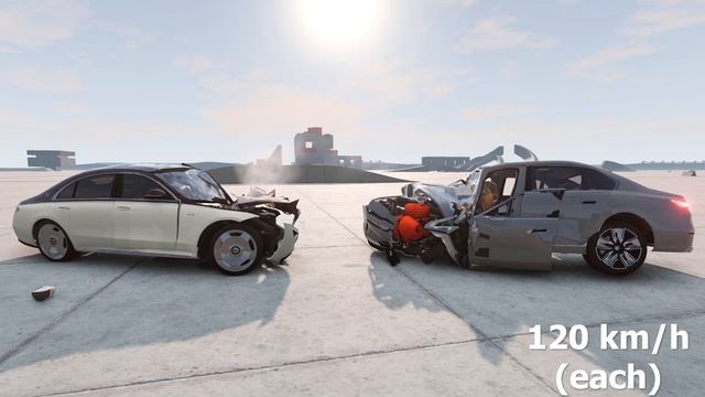 BMW I7/7 Series G70 Vs Mercedes-Maybach S650 W223 ? 200 Km/h ? BeamNG.drive Small Overlap CRASH Tes