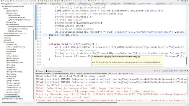 WebDriver TestNG Parameters DependsONMethods Demo Program March162023 смотреть онлайн