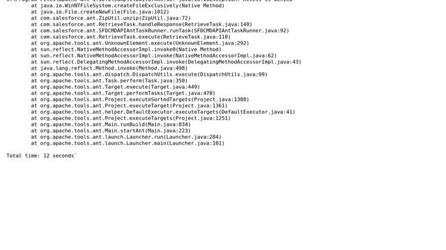 While retrieving or deploying Data using Ant Migration tool Error As java.io.IOException: Access... смотреть онлайн