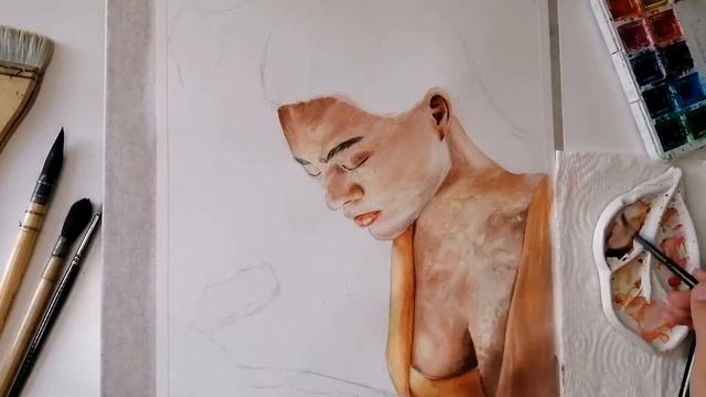 WATERCOLOR PAINTING TIME-LAPSE / PART 2 / КАК НАРИСОВАТЬ ДЕВУШЕК АКВАРЕЛЬЮ смотреть онлайн