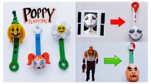 Переделанные скрепыши герои из компьютерных игр: Поппи Плейтайм,  Человек за окном, Мистер Мит 2.