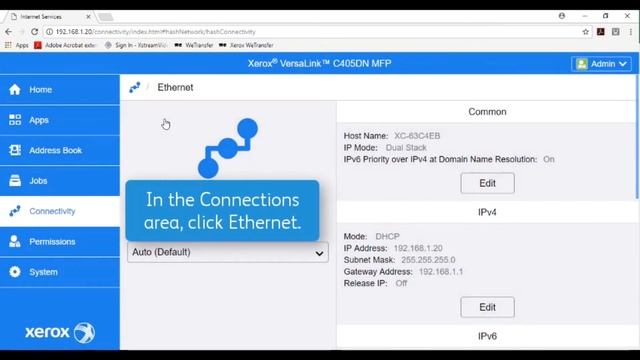 Xerox® VersaLink® Configuring IP Settings in the Embedded Web Server смотреть онлайн