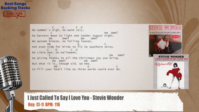 🎙 I Just Called To Say I Love You - Stevie Wonder Vocal Backing Track with chords and lyrics смотреть онлайн