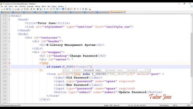 E-Library Admin Change Password In HTML CSS PHP MySQL Tamil Part-12 смотреть онлайн