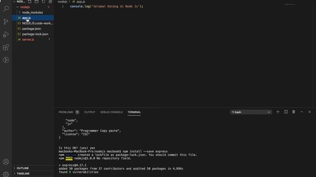 TUTORIAL NODEJS #2 - NPM Init & Install Express JS смотреть онлайн