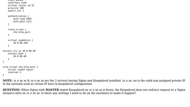 Keepalived loadbalancing with Nginx not working with only backup Nginx alive after Master Nginx... смотреть онлайн