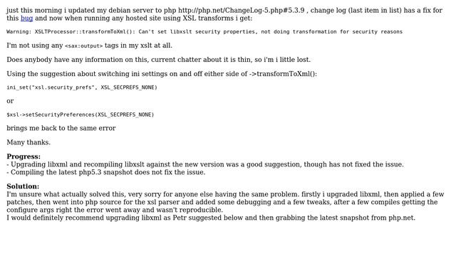 Fix for php 5.3.9 libxsl security "bug" fix (2 Solutions!!) смотреть онлайн