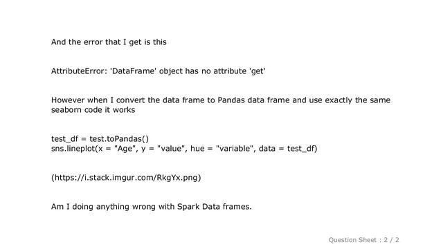 Pandas : How do I create a seaborn line plot for PySpark dataframe? смотреть онлайн