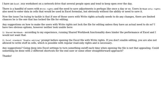 Excel Flexible Read-only Mode