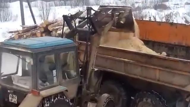МТЗ 80 грузит урал опилом смотреть онлайн