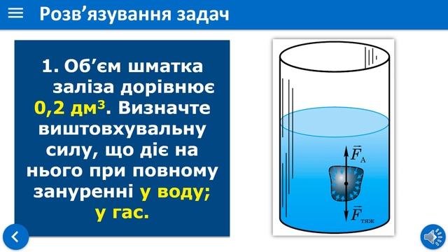 Урок 48 Виштовхувальна сила в рідинах і газах  Закон Архімеда