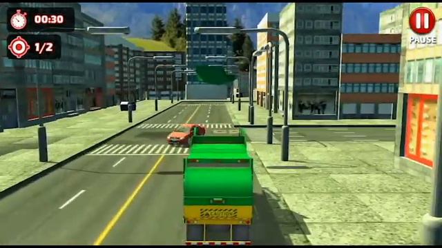 машина мусоровоз ездит по городу