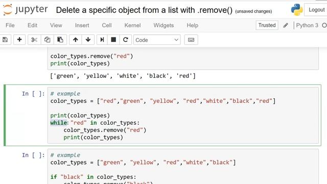 Delete a specific object from a list with remove in Python смотреть онлайн