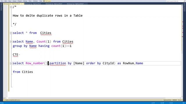How to delete duplicate rows in a SQL Server Table using CTE смотреть онлайн