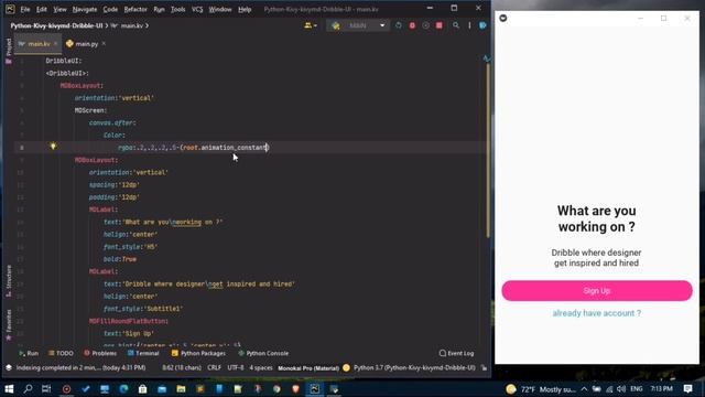 Dribble sign up screen UI design using Kivy смотреть онлайн