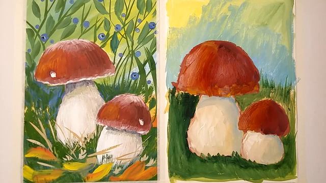 Грибочки.Гуашь