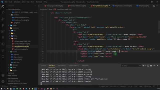 CRUD LARAVEL 8 -PART 5- EDIT DATA / UPDATE DATA смотреть онлайн