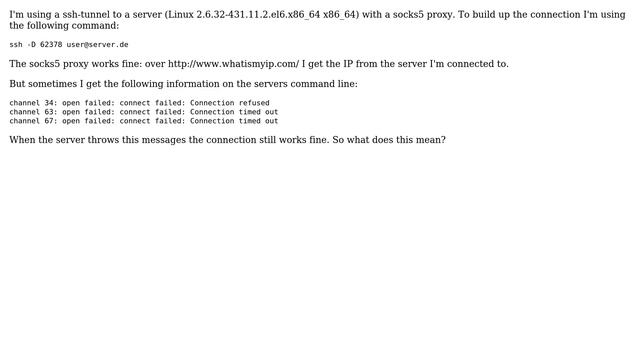 Ubuntu: channel 34: open failed: connect failed: Connection refused смотреть онлайн