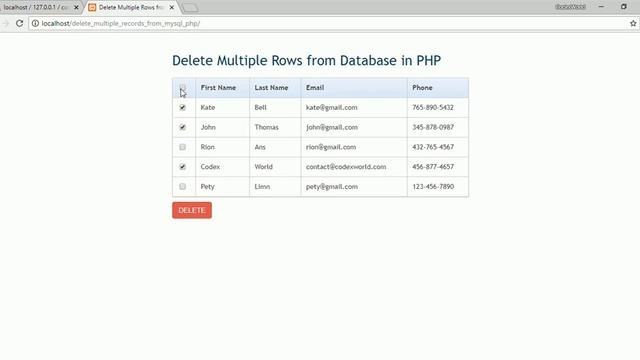 Delete Multiple Records from MySQL Database in PHP смотреть онлайн