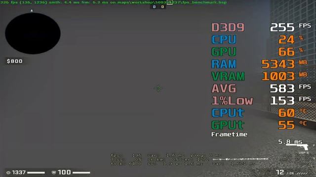 GeForce GTX 1660 ti -- Intel Core i5-11400 -- CSGO FPS Test i5-11400F 1024X768 смотреть онлайн