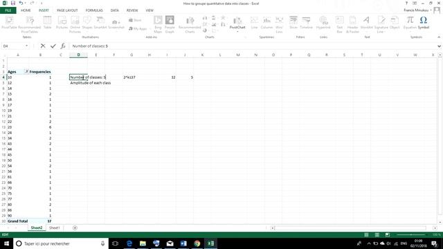 Biostatistics - Grouping quantitative data into classes using Excel смотреть онлайн