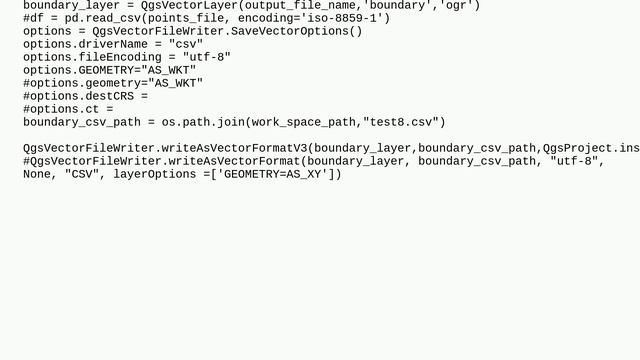 Export WKT to CSV from QgsVectorLayer with QGIS Python смотреть онлайн