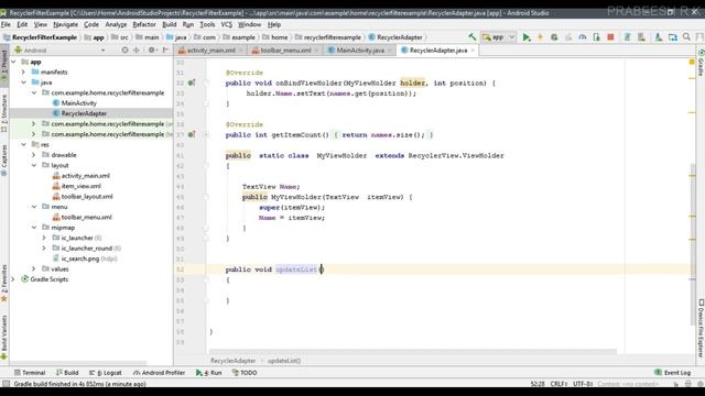 Android tutorial (2018) - 37 - Filter RecyclerView using Search View on App Bar смотреть онлайн