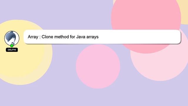 Array : Clone method for Java arrays смотреть онлайн