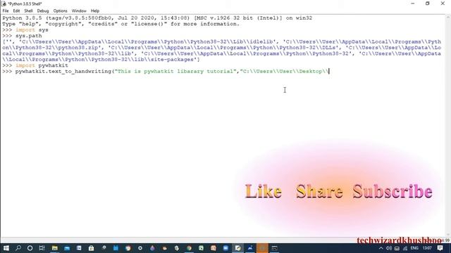 Convert Text to Handwriting using pywhatkit library of Python. смотреть онлайн