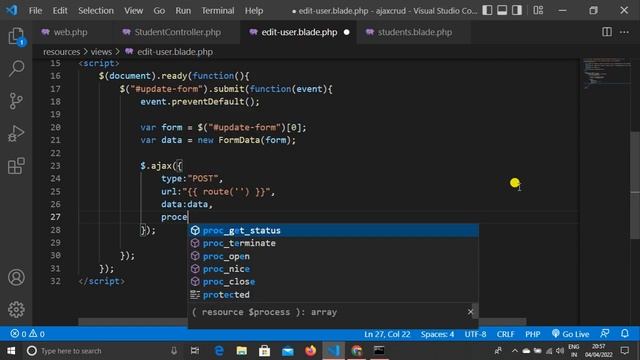 Update Operation Using jQuery Ajax In Laravel | CRUD Operation Using Ajax In Laravel смотреть онлайн