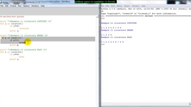 Difference between pass, continue and break in python смотреть онлайн