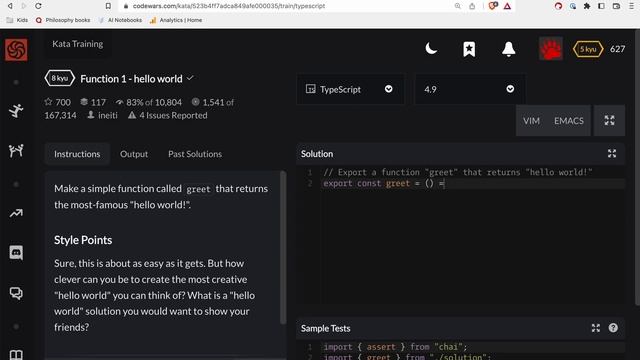 Codewars - Typescript - Hello world смотреть онлайн
