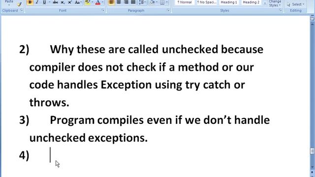 What are unchecked exceptions in java? смотреть онлайн
