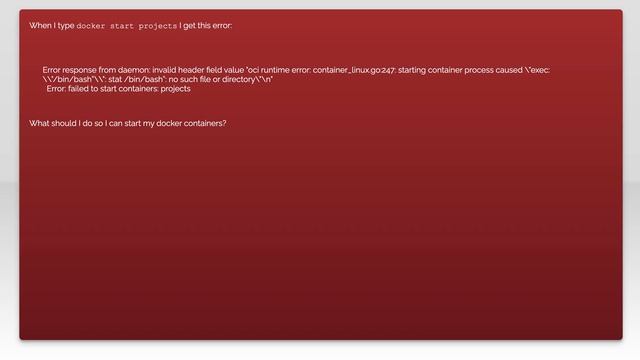 Error response from daemon when starting a docker container смотреть онлайн