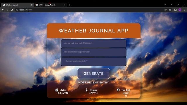 Weather Journal App Udacity Project смотреть онлайн