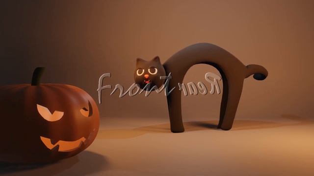 Very funny and scary Halloween cat and smiley pumpkin смотреть онлайн